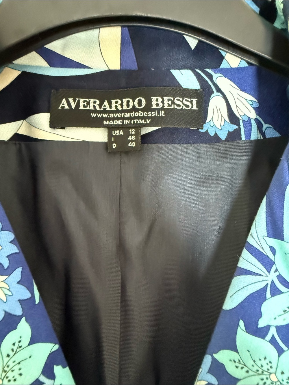 Averardo Bessi Italian Made Art Deco Blazer Jacket Abstract Colorful Blue Black - Picture 3 of 10